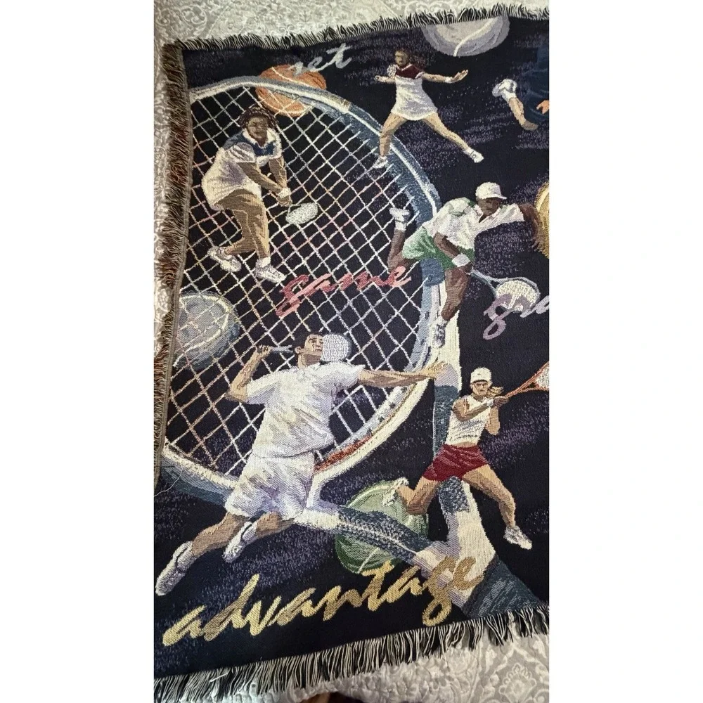 Tapestry Tennis Throw Ultimate Sports Woven Blankets Made In USA 70‎ X 52